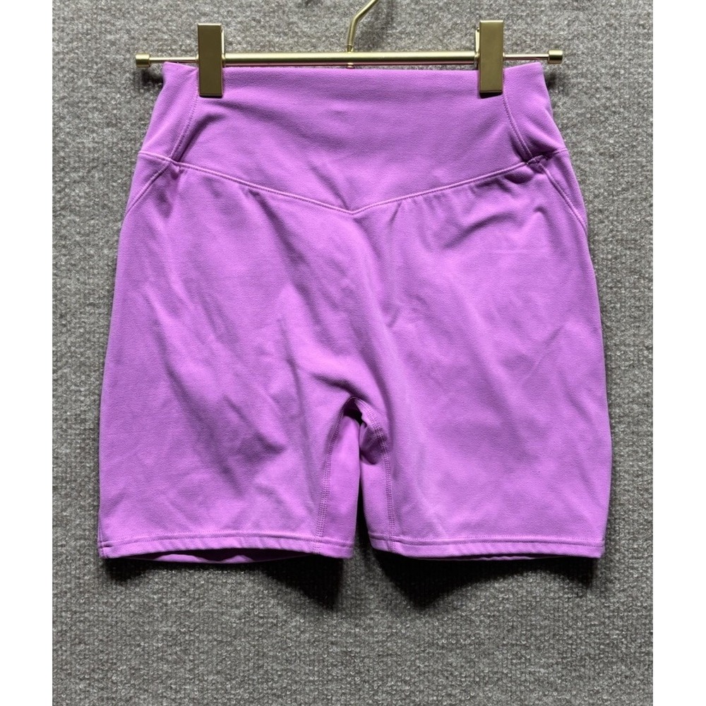 Alphalete Everyday Elevate Ultra High Rise Shorts Women Small Pink EUC Scrunch